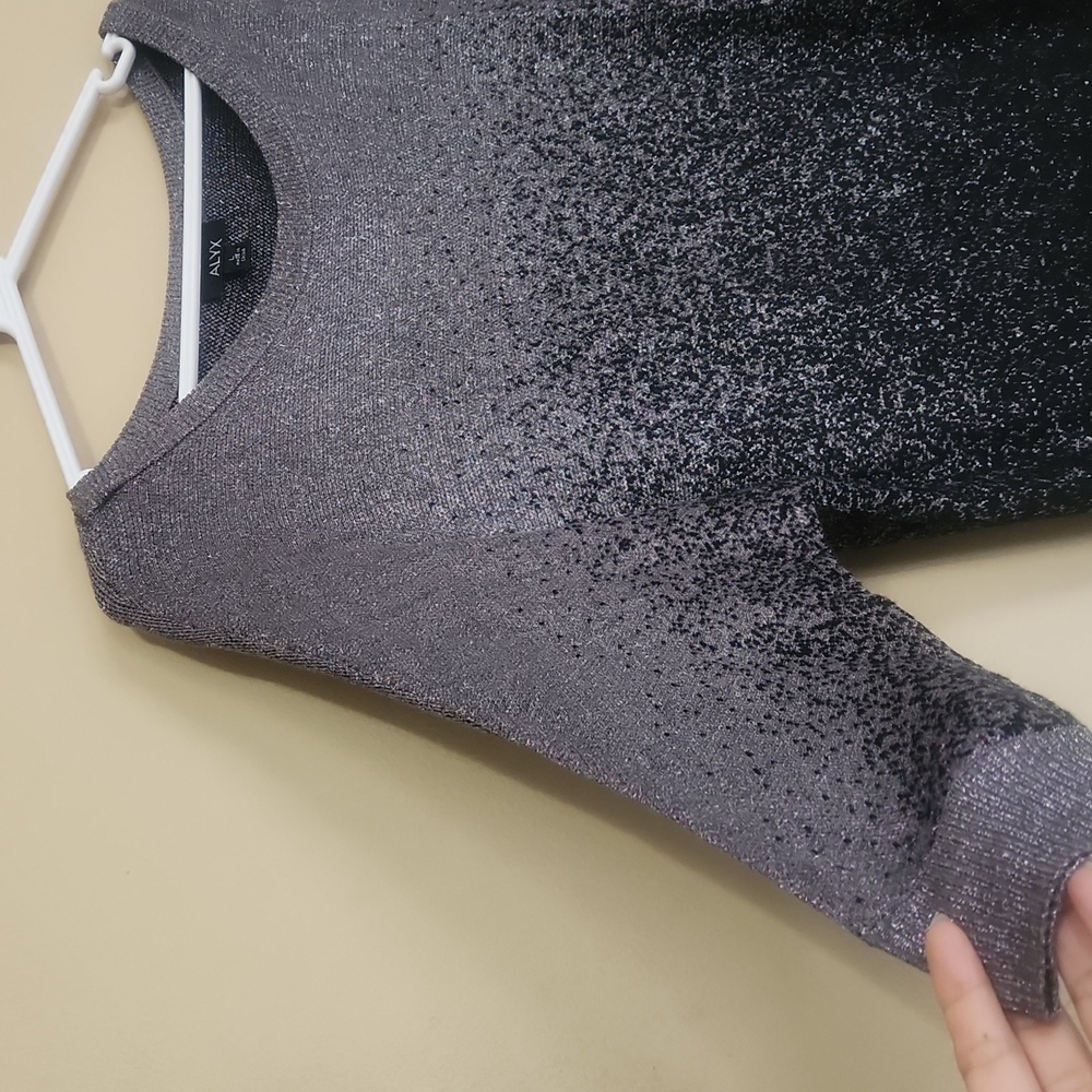 Alyx Sparkle Tunic Pullover Sweater L Ombre Silver Black L - Picture 6 of 6